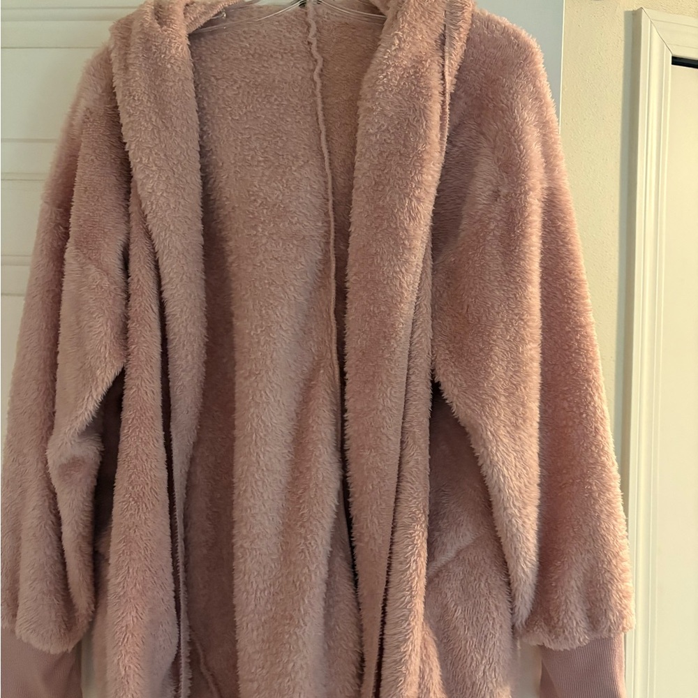 Fame and Partners Dusty Rose Teddy Hooded Jacket